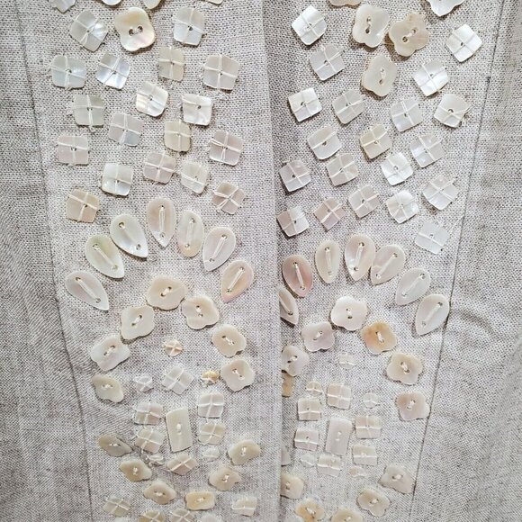 Soft Surroundings Linen Duster Long Cardigan Coat Shell Button Embellish Sz M - Picture 12 of 16